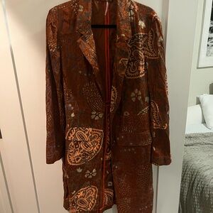 Free People Brown Blazer with Ornate Design